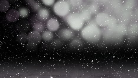 composición de video con nieve cayendo sobre la revelación del rastro de las estrellas