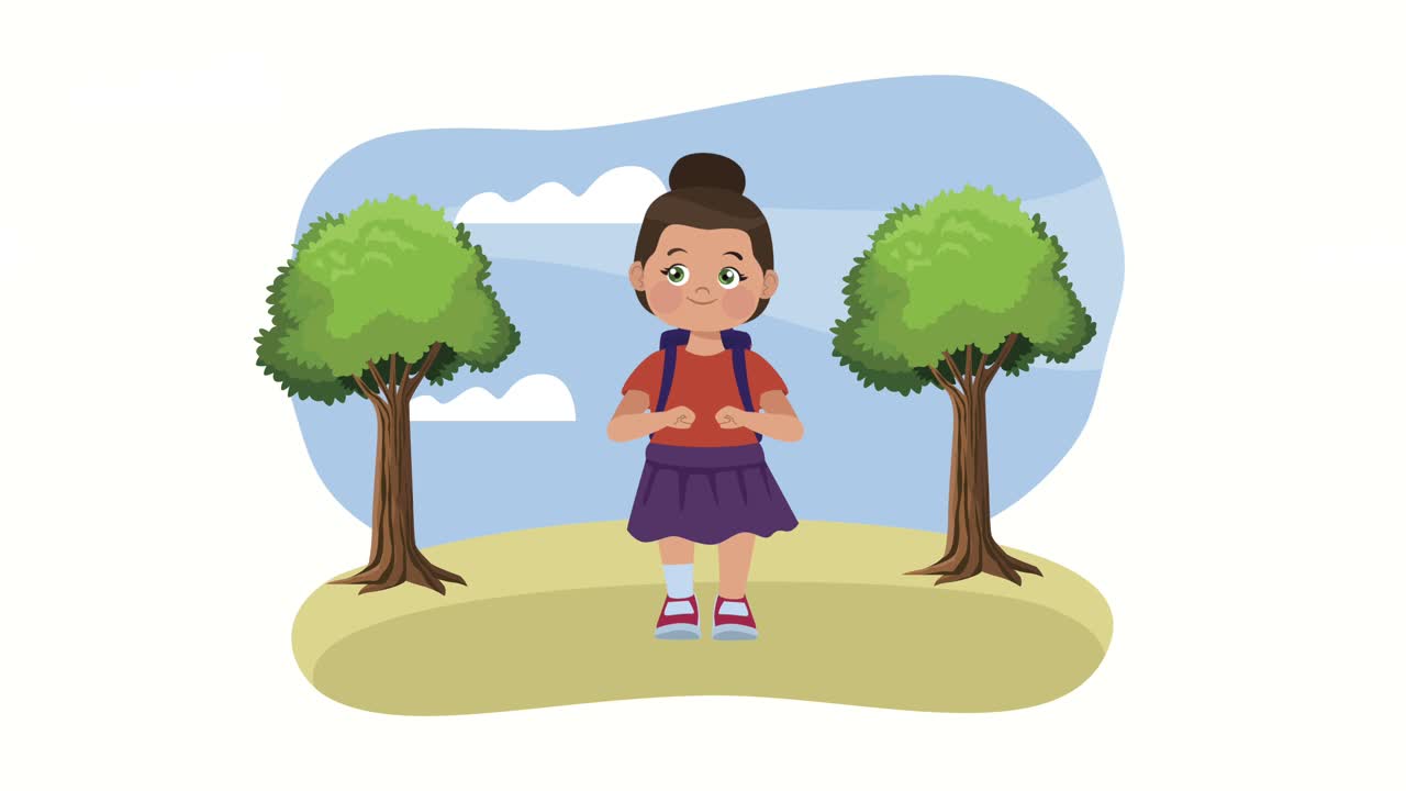 estudiante de escuela en la escena del personaje del bosque