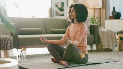 woman meditating at home