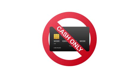 cash only, stop sign. no debit or credit card. money sign. motion graphics.