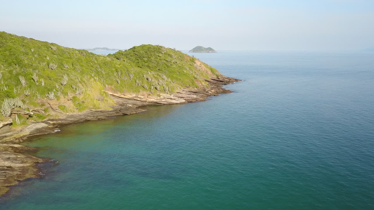 Drone flight over coast of Buzios, Brazil