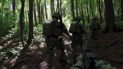 soldiers in training in a forest