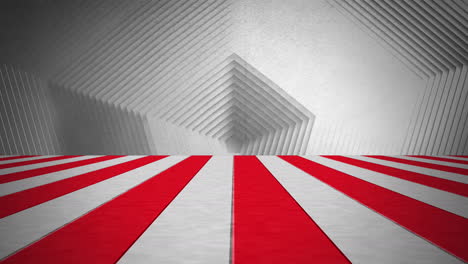 animación de rayas grises y rojas sobre una superficie hexagonal gris en movimiento