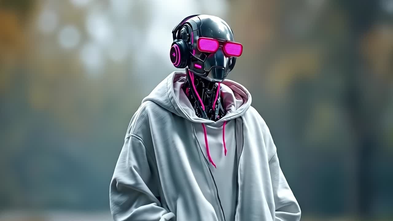 A man in a hoodie with a mask and headphones on