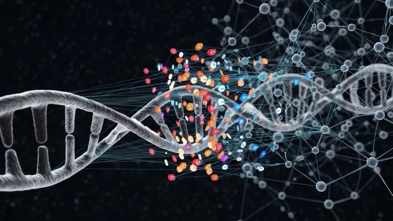 A Journey Through the Complexity of DNA: Exploring the Interplay Between Genetic Structures and Data in a Vibrant Visualization