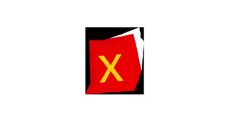 letra roja y amarilla x diseño gráfico