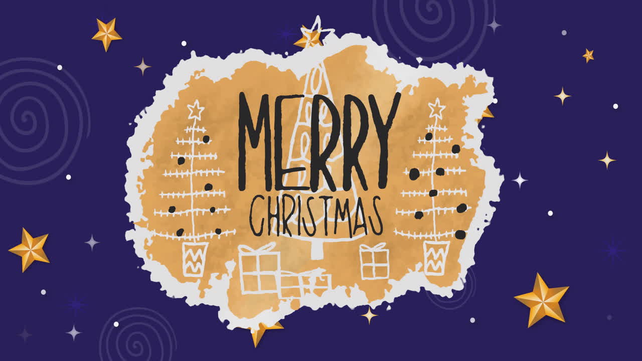 Animation of merry christmas text over christmas decoration background