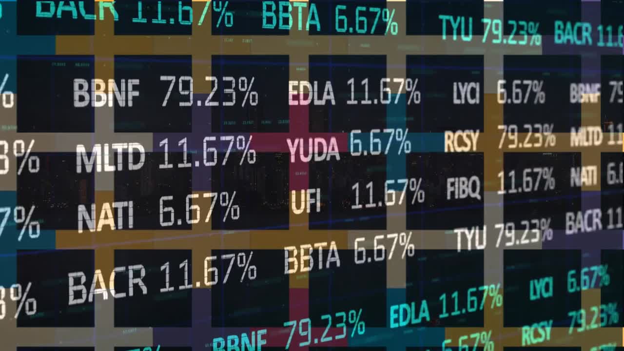 Animation of stock market over black squares