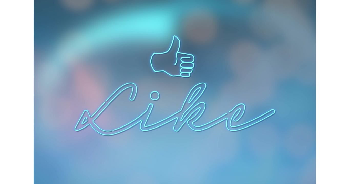 Animated Neon Like Icon and Text on Blurred Background