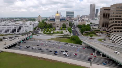 georgia state capitol building in atlanta, georgia with drone video stable wide shot