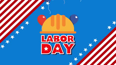 labor day animation with builder helmet and balloons helium