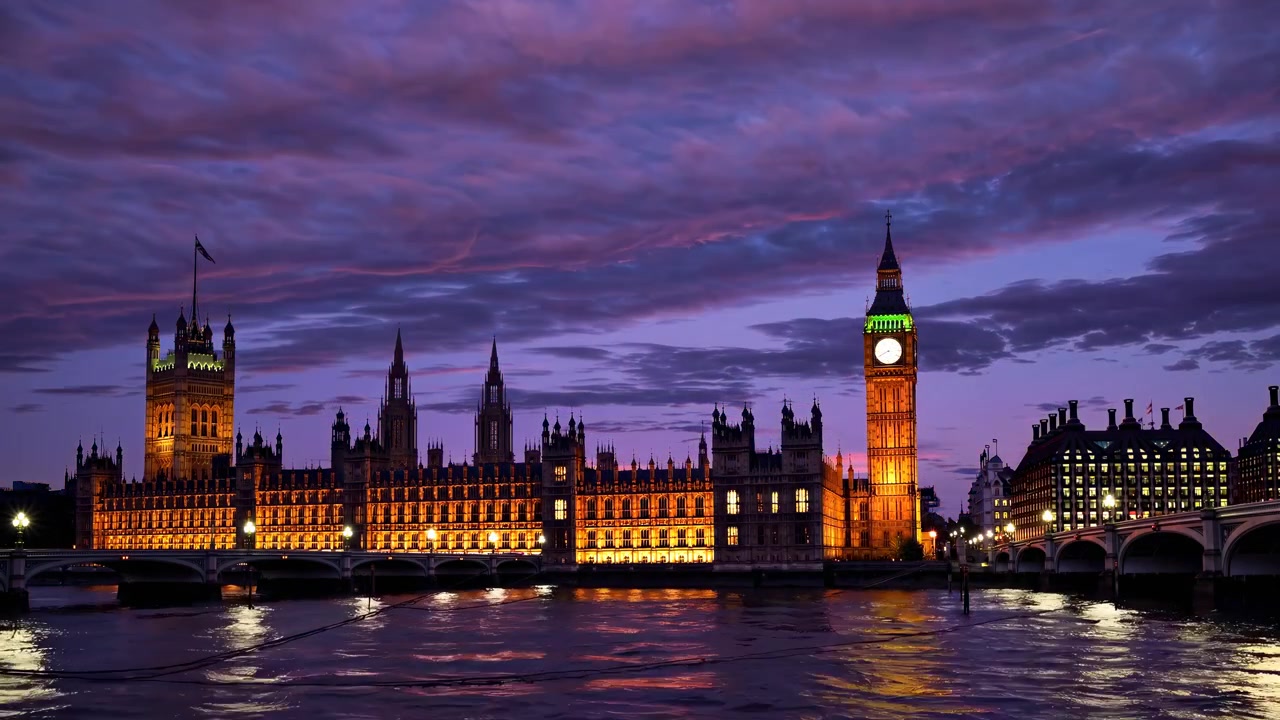 Time lapse del Parlamento e del Big Ben dal tramonto alla notte