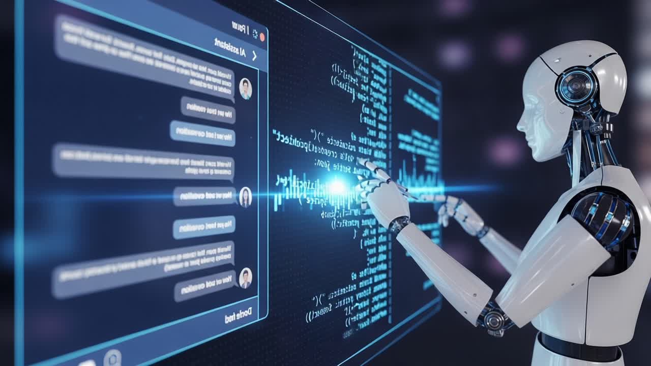 A Futuristic Robot Engaging in Interaction Through Digital Communication, Analyzing Data and Reinforcing Artificial Intelligence Insights via Visual Interfaces