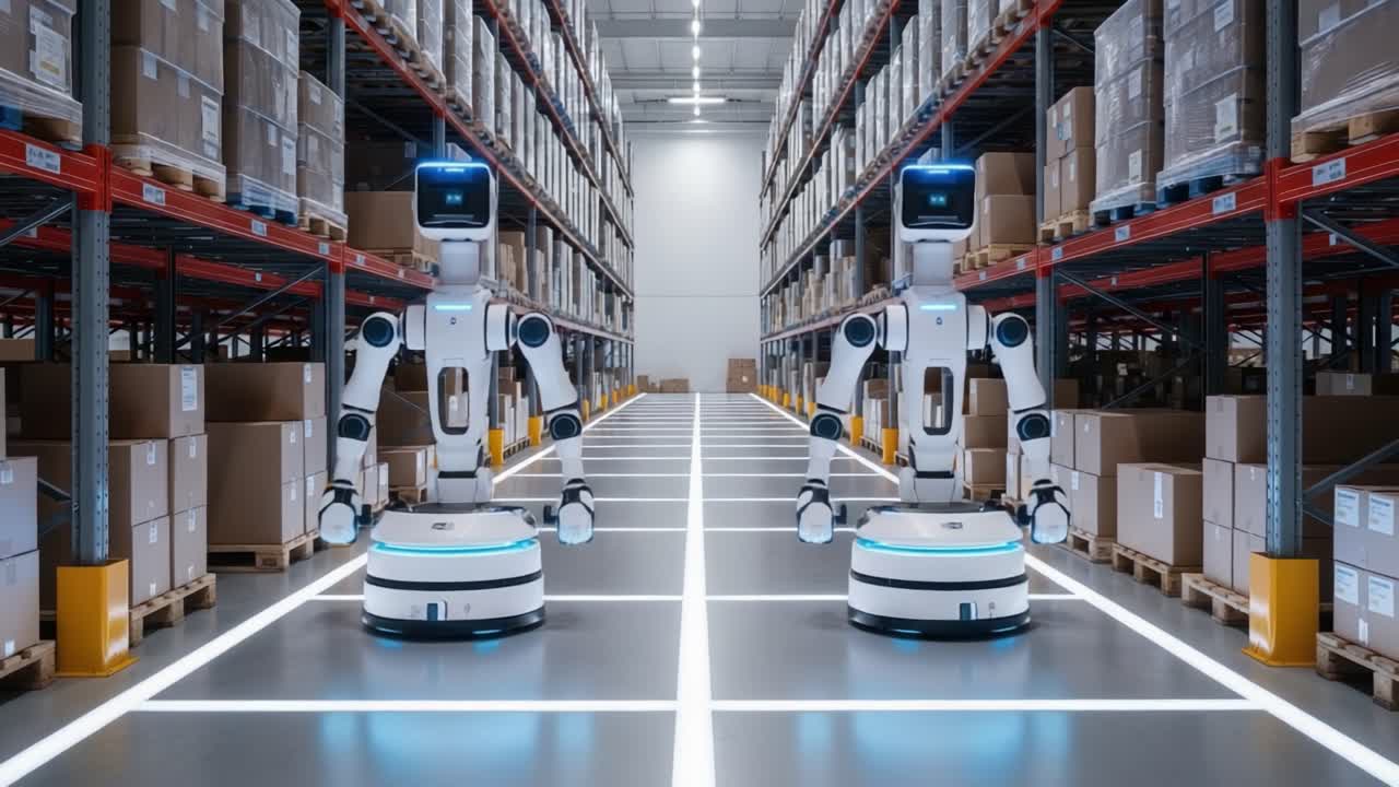Advanced Warehouse Automation: Robotic Systems Streamlined for Efficient Storage and Retrieval Operations in a Modern Supply Chain Environment