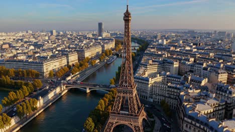 paris skyline with eiffel tower from above