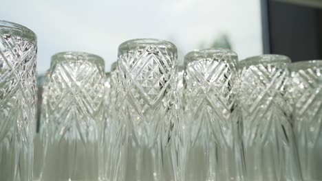 view of glass cups, close up shot