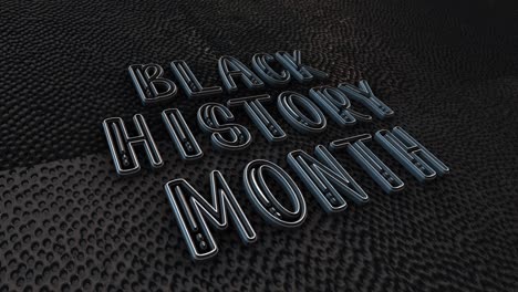 3d chrome white text word cloud flying black history month animation effect. 4k 3d animation word flying word effect element for intro, title banner. colorful retro gaming