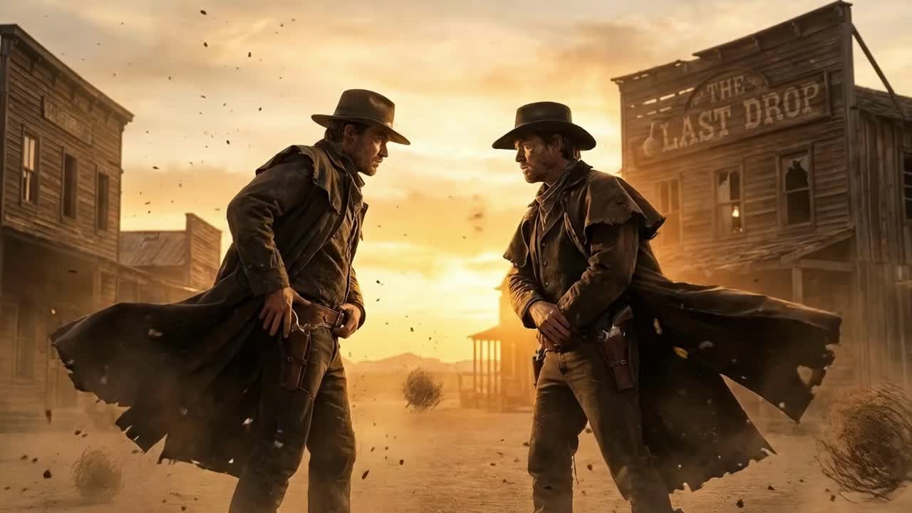 Due cowboy in una sparatoria western