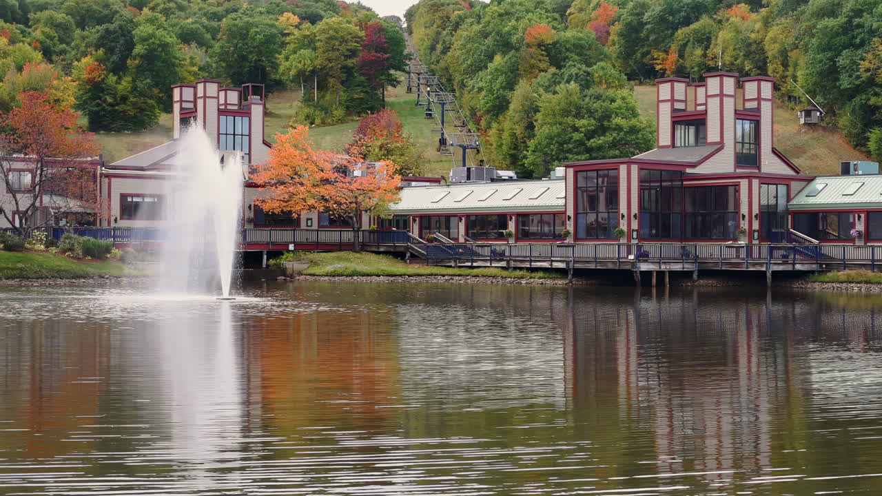 A building next to water in Wachusetts
