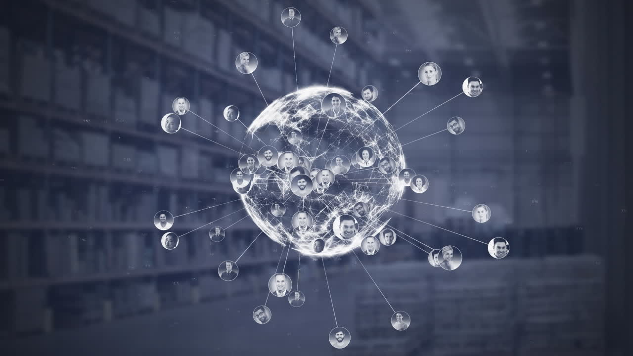 인간 데이터와 함께 회전하는 디지털 글로브