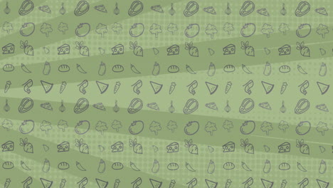 animación de la ilustración con filas de iconos sobre franjas giratorias verdes