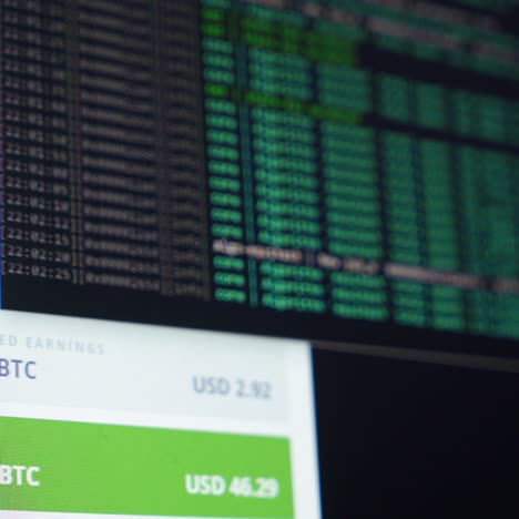 screen with crypto code. program code for mining cryptocurrency, mining work. screen with software developer code. crypto-currency