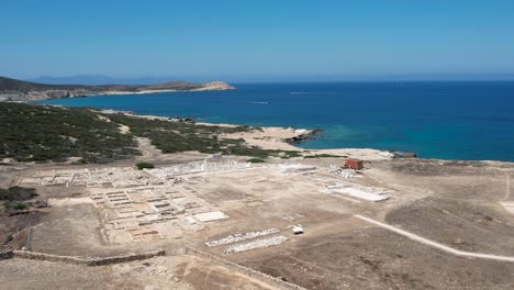aerial views from over the ancient greek ruins on the island of despotiko
