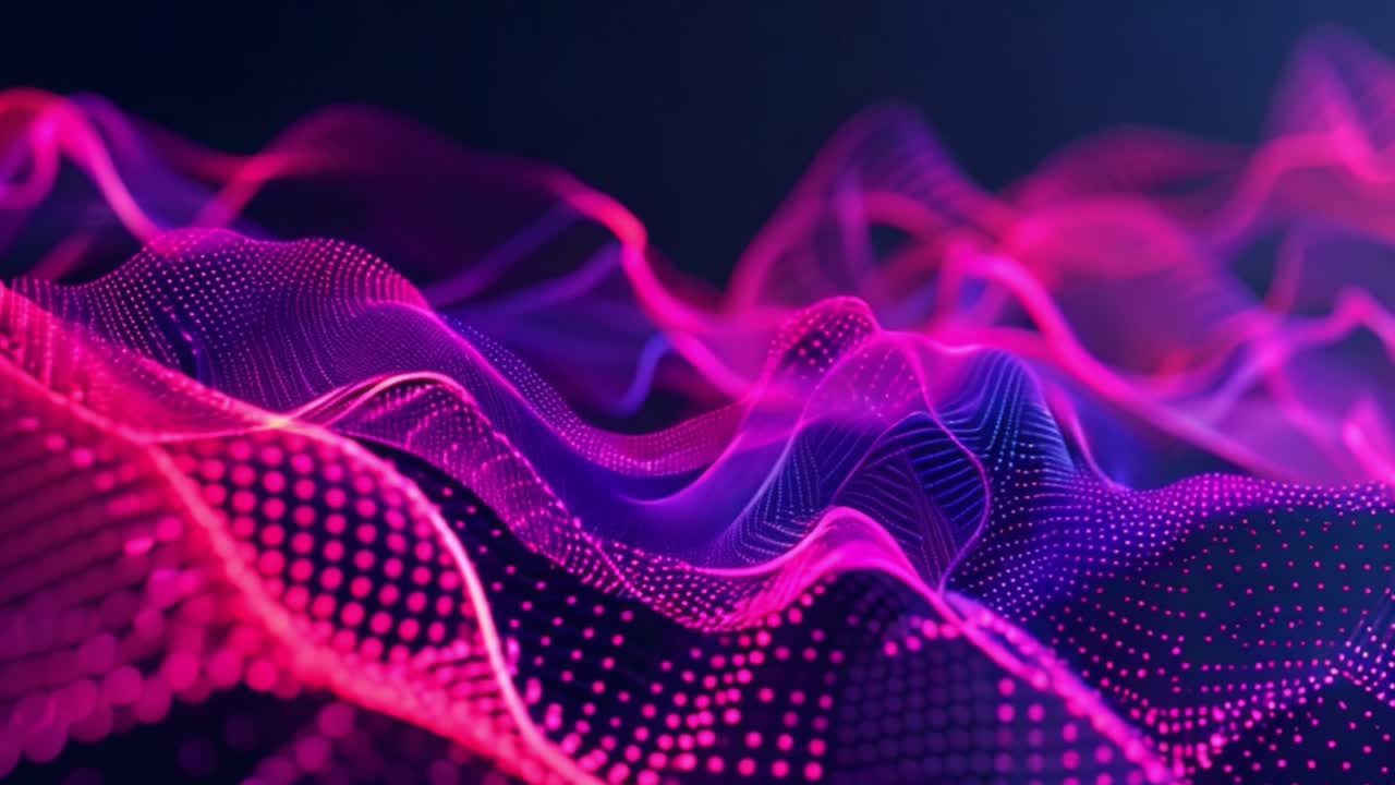 Abstract Digital Wave Background with Glowing Particles