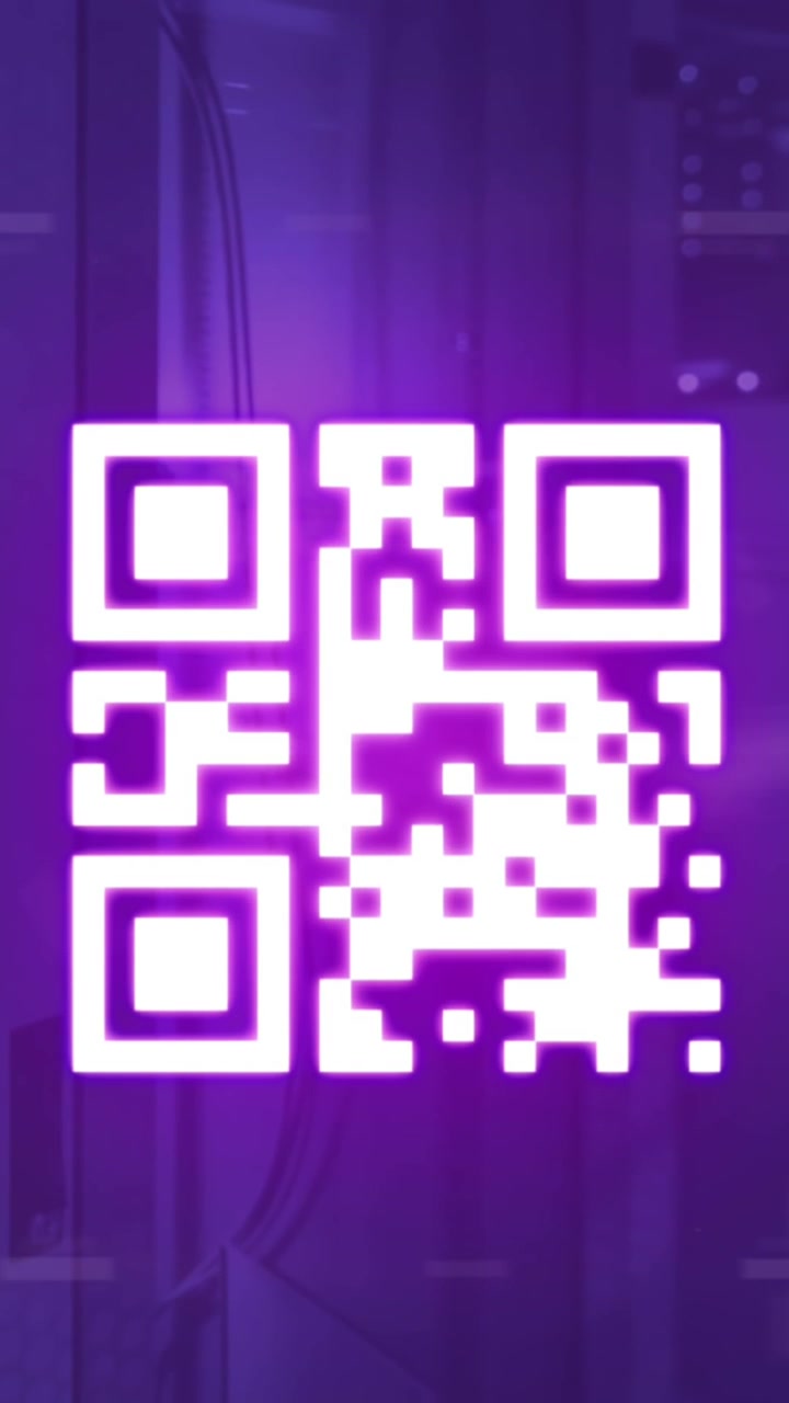 Animation of qr code and data processing over server room