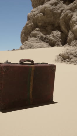 old suitcase in the desert