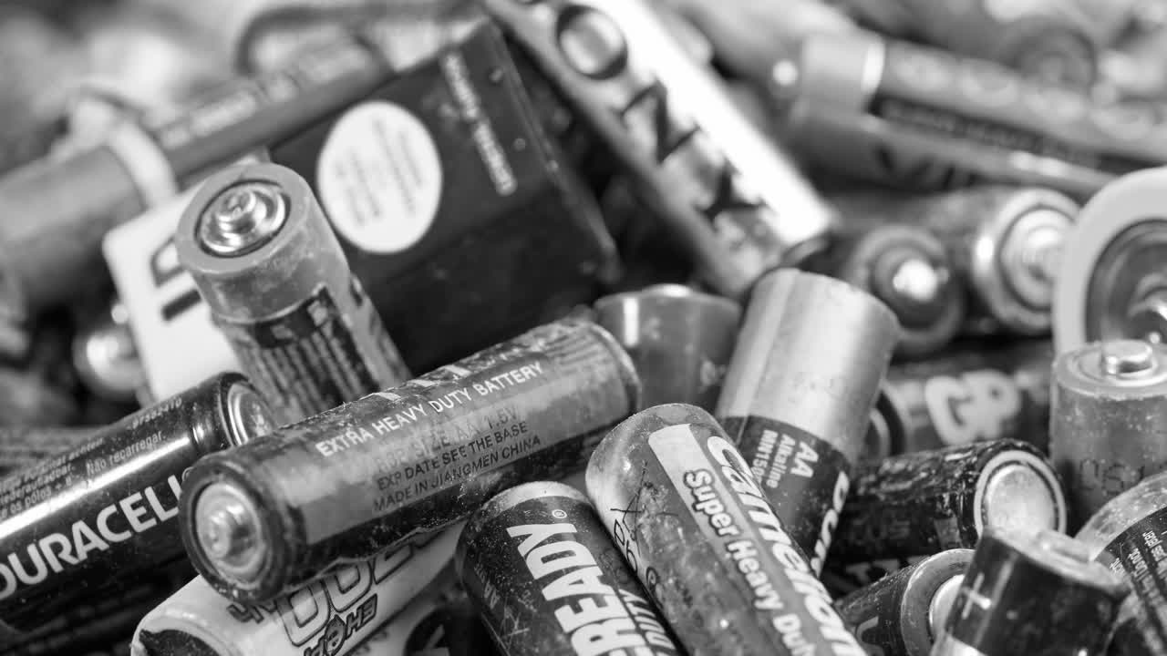 Used Alkaline Batteries. Dead Single-use Batteries before Disposal
