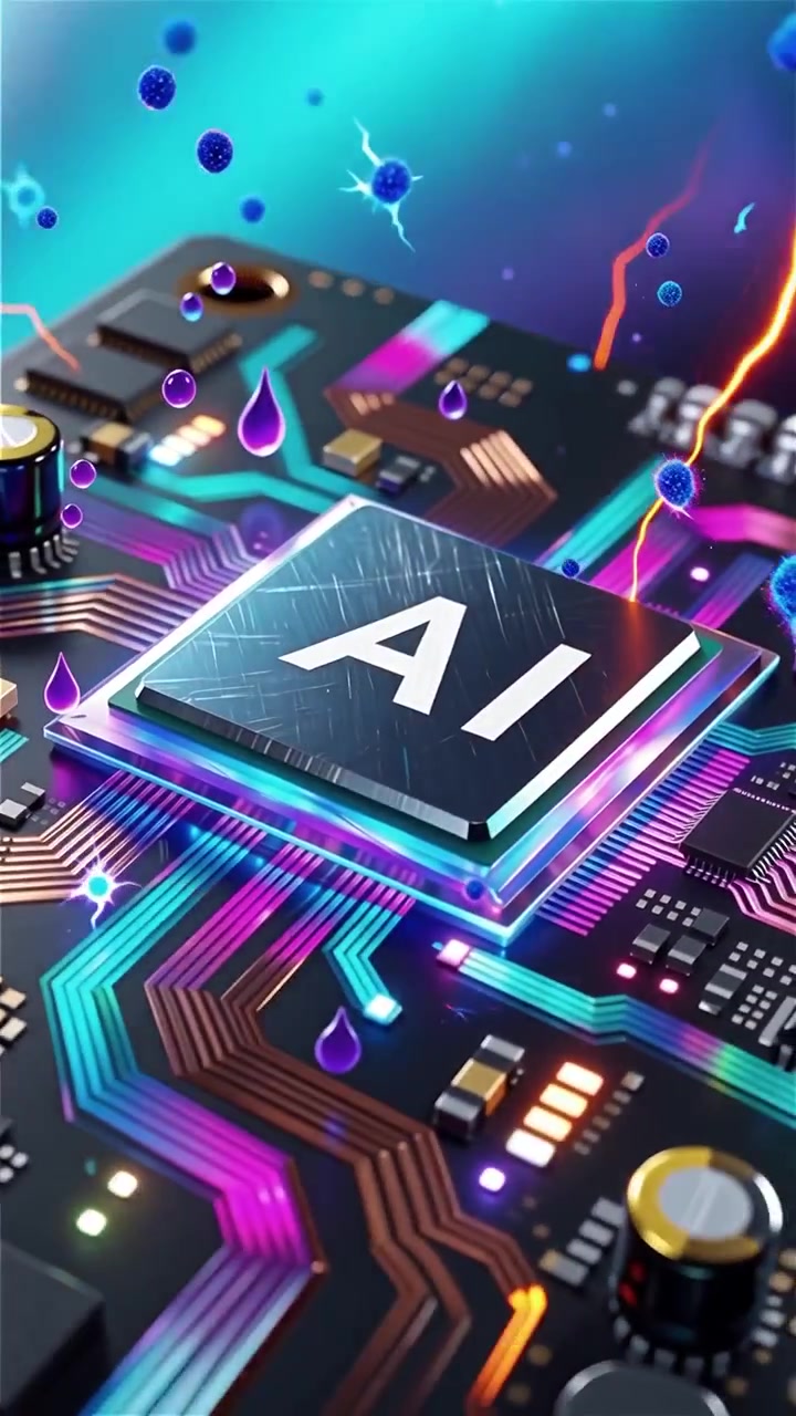 Futuristic AI Chip Motherboard Technology Background