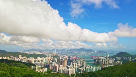 Aerial-Hyperlapse-of-Kowloon,-Hong-Kong
