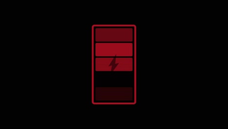 animated loop showing a red battery icon draining downward, symbolizing low power and energy depletion