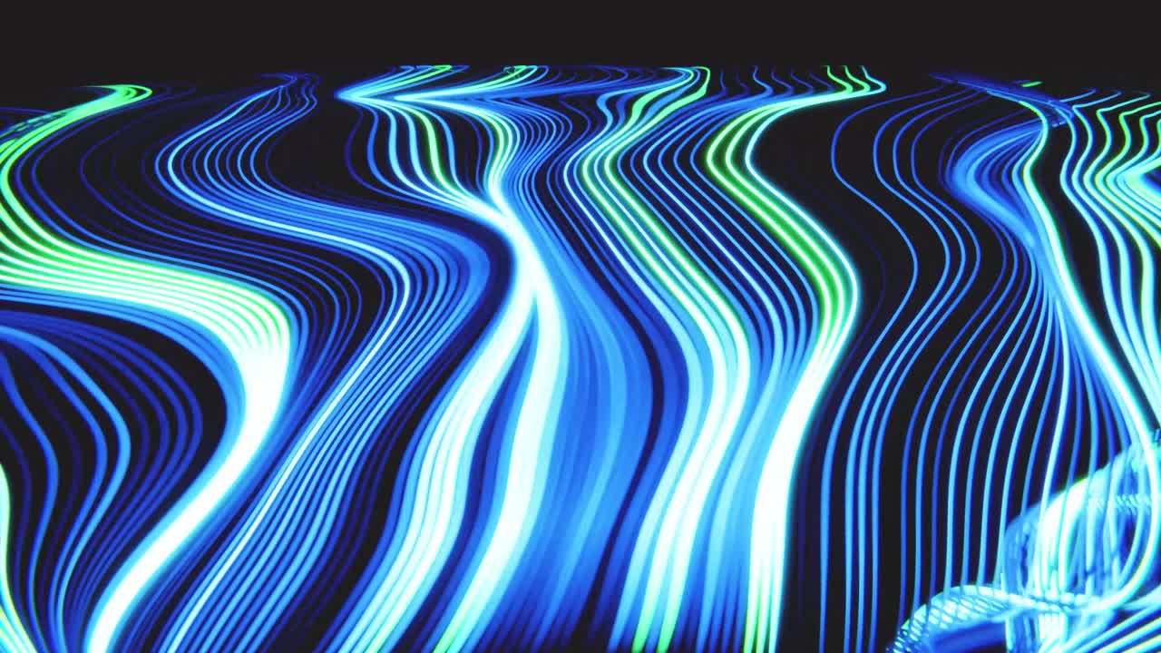 Dynamic Abstract Background of Glowing Blue and Green Lines