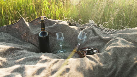 picknick auf einem blumenfeld