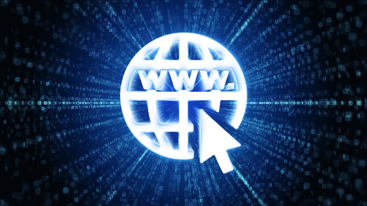 Www globe icon digital cyber space loop technology tunnel animation internet global communications