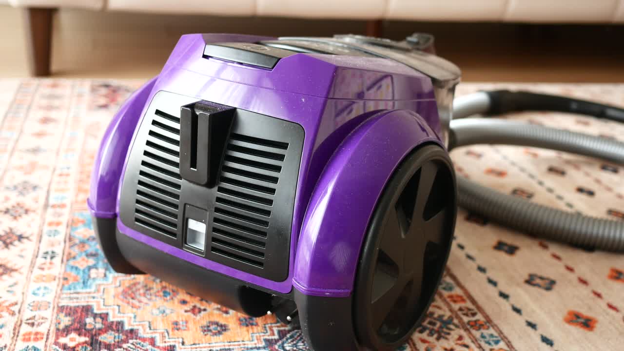 Purple Vacuum Cleaner on Carpet