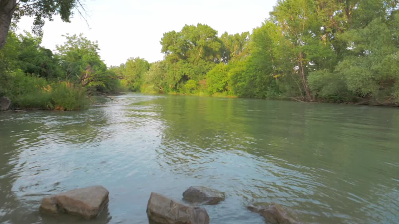 lapso de tiempo del estanque en un parque con aguas tranquilas durante el día