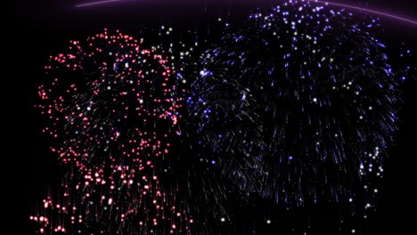 fireworks animation with colorful sparks and trails on dark background