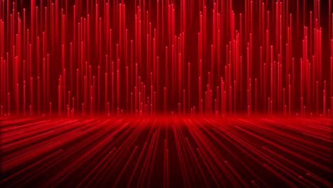 futuristic and abstract background animation of fast moving and glowing red circles and line beams