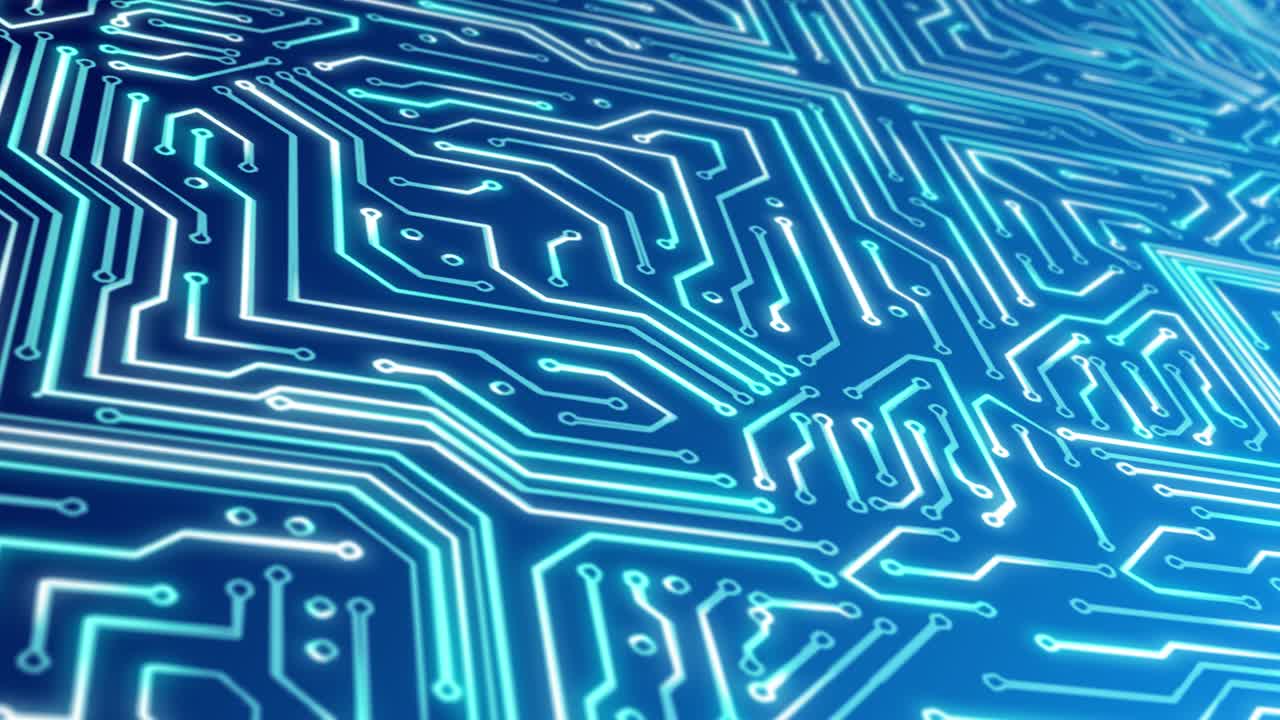 Blue abstract circuit board technology computing tree pattern concept background scifi pcb trace