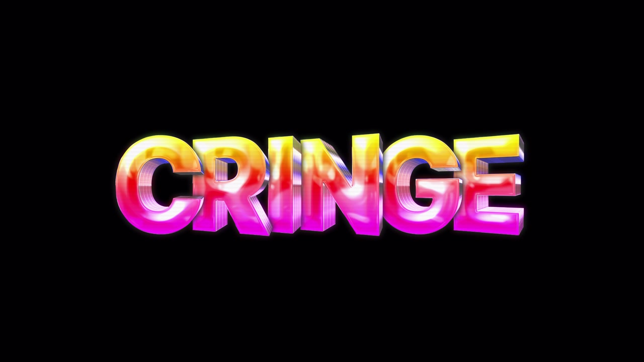 Colorful Animated 3D Cringe Text on Black Background
