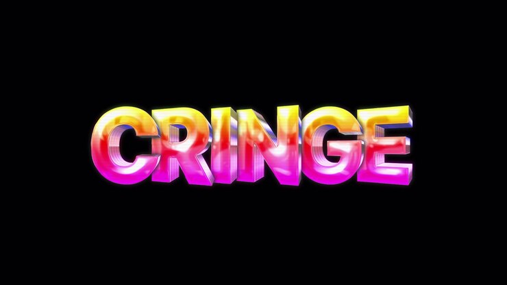 Colorful Animated 3D Cringe Text on Black Background