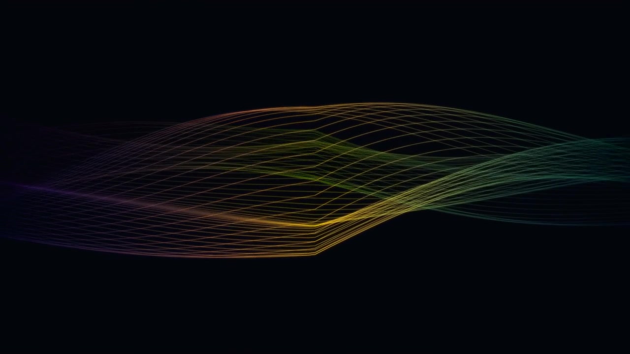 Abstract Gradient Wave Lines Moving on Dark Background