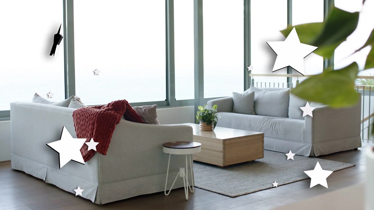 Seating static while loop starting stars entering, scaling, overlapping, adding decor