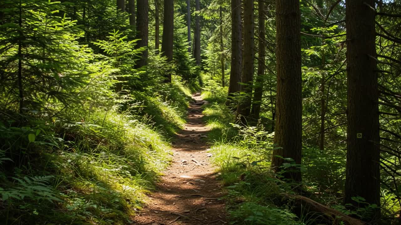 A Serene Forest Pathway Bathed in Sunlight, Inviting Exploration and Connection with Nature's Splendor