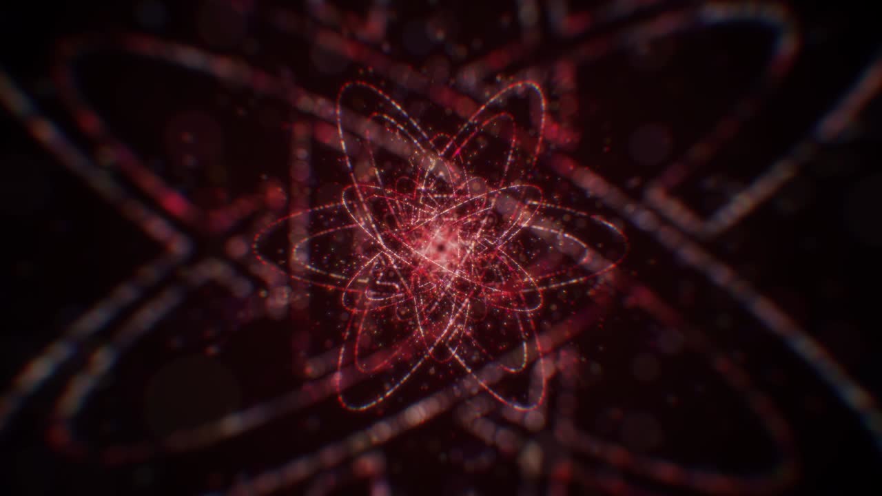 Red Abstract Scientific Molecule Particle Atom Structure Background Loop