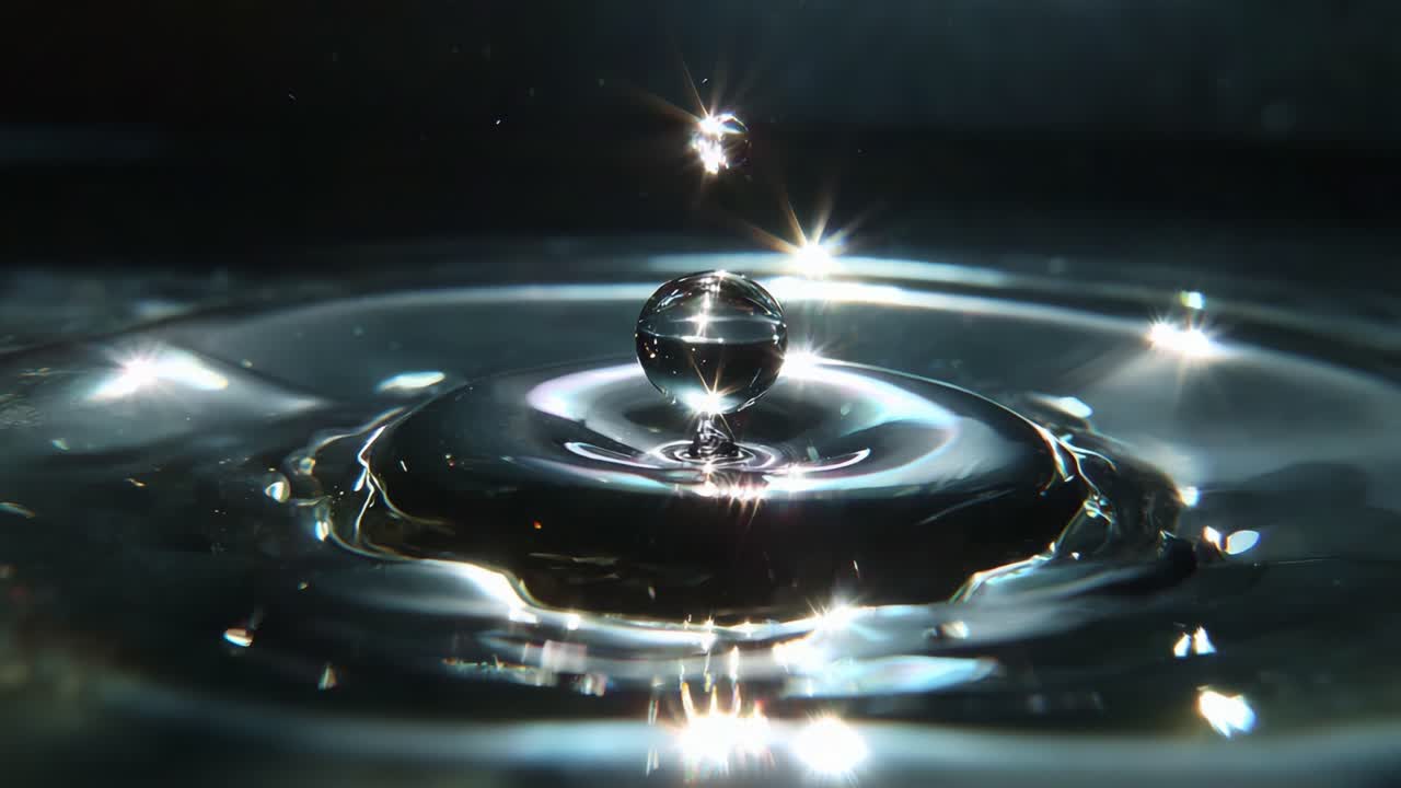 Captivating Moments of Water Droplets: A Stunning Visual Exploration of the Intricate Beauty and Dancer-like Grace of Water Droplets Impacting the Surface, Creating Ripples and Light Reflections
