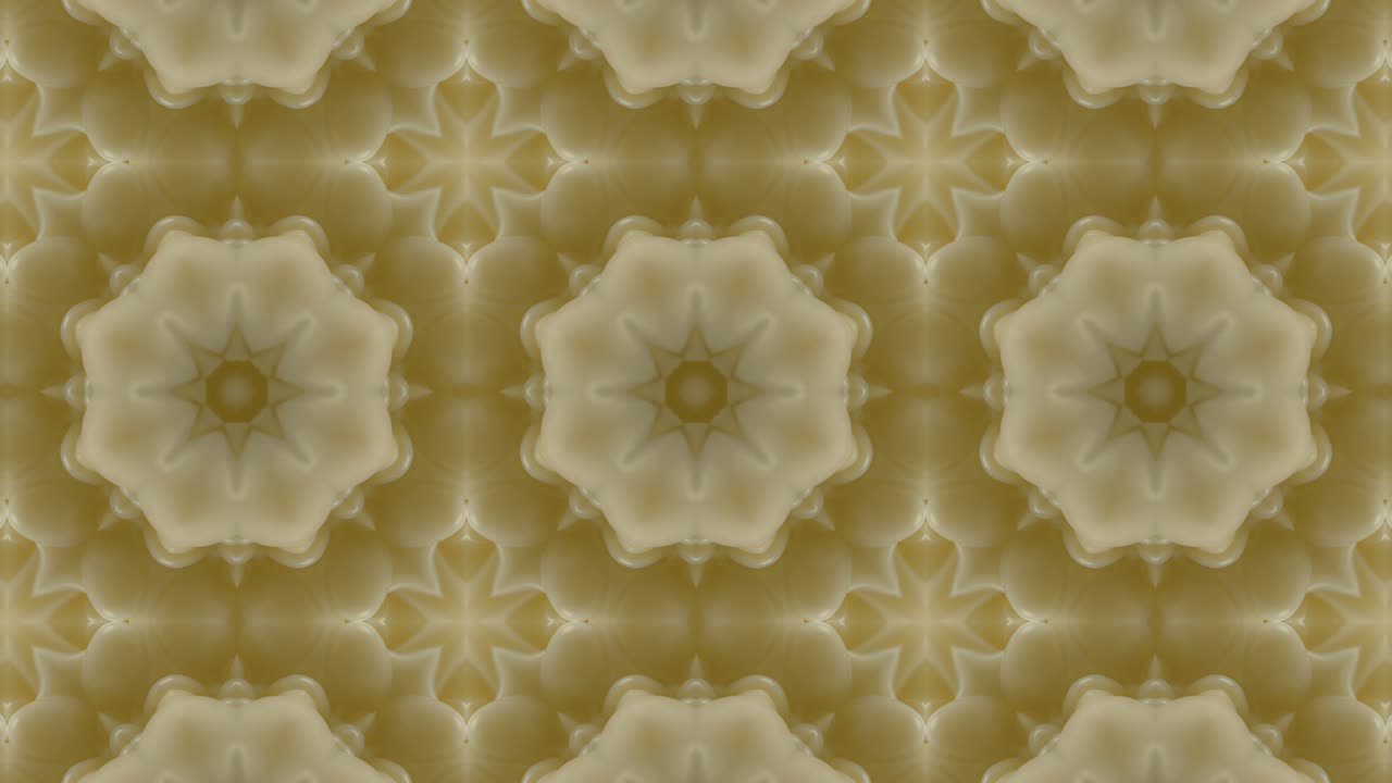 Fondo decorativo ornamentado abstracto en bucle 3D. Caleidoscopio hipnótico